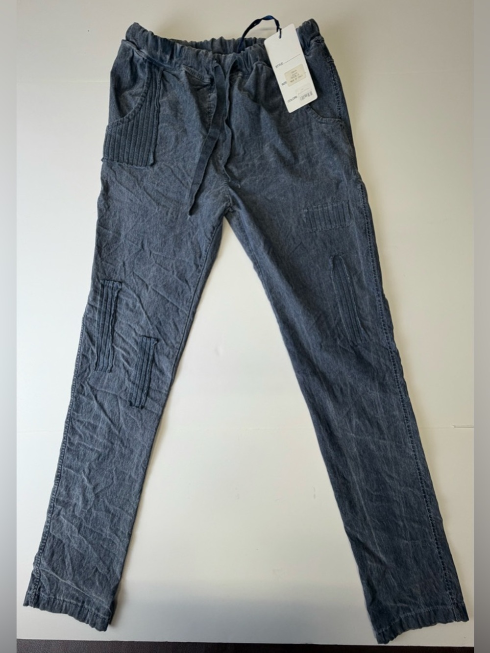 Tempo Paris Pants Size L Navy Stretch Jogger Made in Italy Elastic Waist Travel